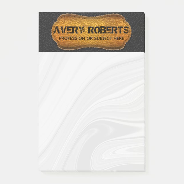 Notas Post-it® Faux Leather amarillo negro Elegante lujo (Anverso)