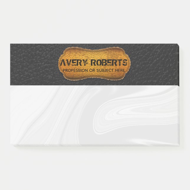 Notas Post-it® Faux Leather amarillo negro Elegante lujo (Anverso)