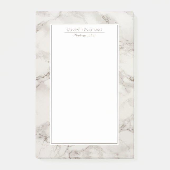 Notas Post-it® Faux Marble Alabaster Taupe Tan Modern (Anverso)