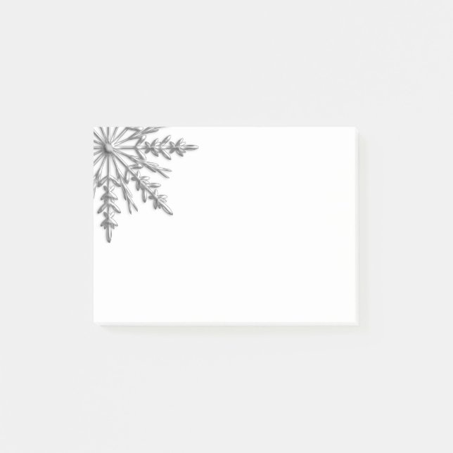 Notas Post-it® Faux Silver Metallic Winter Snowflake (Anverso)