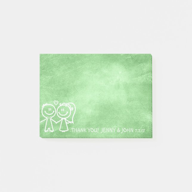 Notas Post-it® Favor de la boda Gracias Chalkboard Lemon Green (Anverso)