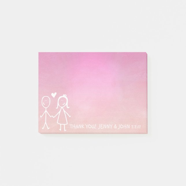 Notas Post-it® Favor De La Boda Gracias Chalkboard Ombre Pink (Anverso)