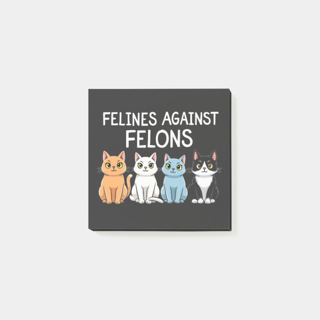 Notas Post-it® Felices contra los felinos Trump Harris (Anverso)