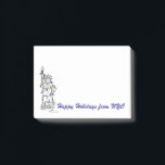 Notas Post-it® Felices fiestas en Nueva York Estatua de la Libert<br><div class="desc">Las notas muestran un ilustracion original de marca de un clásico monumento de NYC "vestido" para las vacaciones! Hay muchos diseños ilustrados adicionales disponibles. ¿No ves lo que estás buscando? ¿Necesita ayuda con la personalización? Contacte con Rebecca para que tenga algo diseñado para usted.</div>