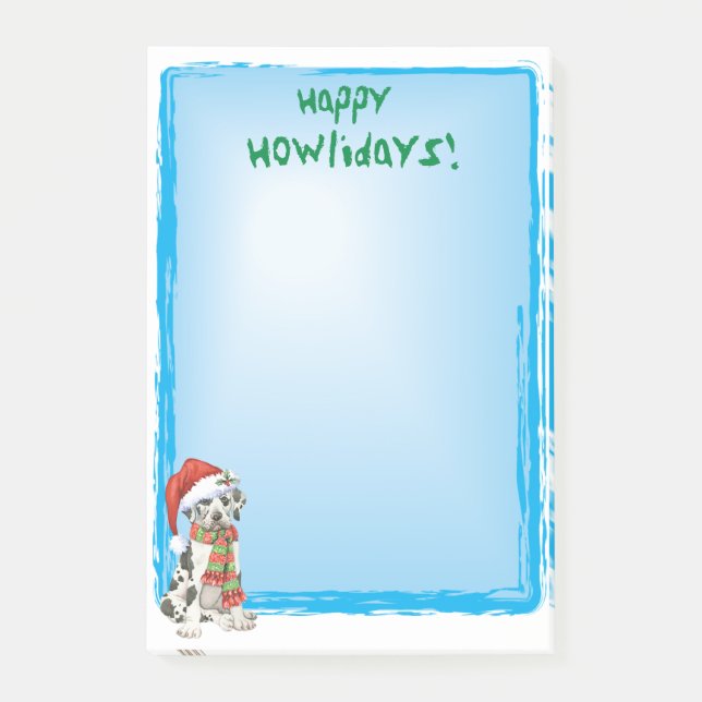 Notas Post-it® Felices Howlidays Great Dane (Anverso)