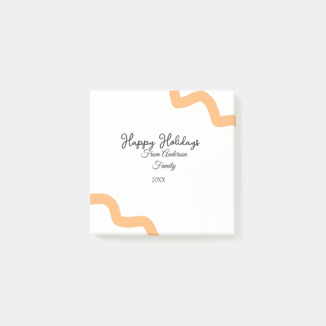 Notas Post-it® Felices vacaciones naranja negro nombre fecha año  (Anverso)