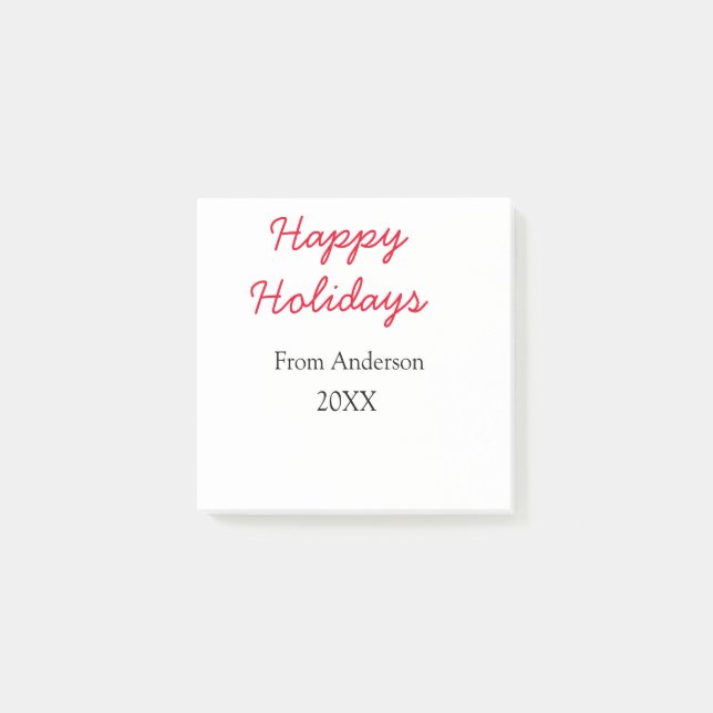 Notas Post-it® Felices vacaciones rojo amor negro nombre de famil (Anverso)