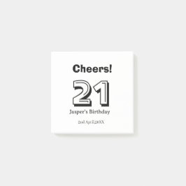 Notas Post-it® Felicidades 21 cumpleaños letra negrita nombre chi