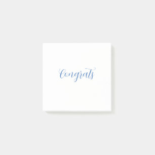 Notas Post-it® felicidades nombre azul elegante fecha de graduaci