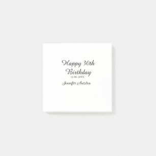 Notas Post-it® Feliz 30 cumpleaños agregar fecha elegante simple