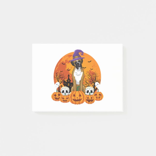 Notas Post-it® Feliz Boxer de Halloween Perro (Anverso)