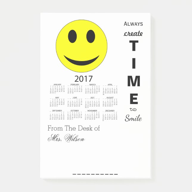 Notas Post-it® Feliz calendario motivacional de Año Nuevo 2017 (Anverso)