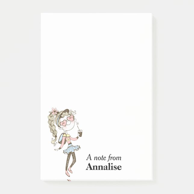 Notas Post-it® Feliz Chica adolescente personalizado (Anverso)