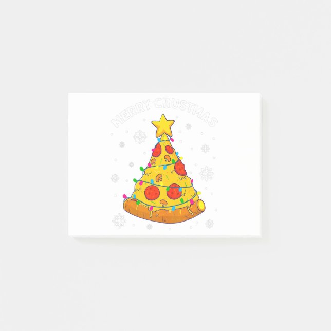 Notas Post-it® Feliz Crustmas Pizza Navidad Árbol Regalos Niño (Anverso)