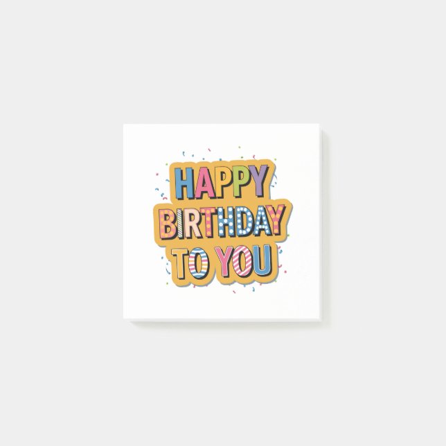 Notas Post-it® Feliz cumpleaños con patrón (Anverso)