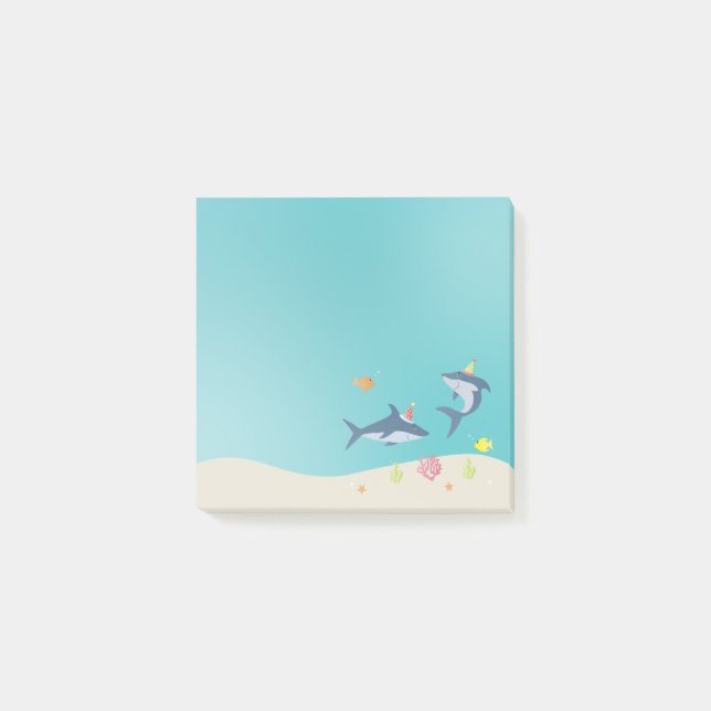 Notas Post-it® Feliz cumpleaños, gran Personalizado de tiburones  (Anverso)