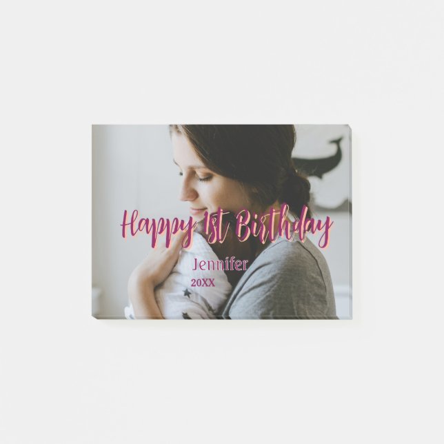 Notas Post-it® Feliz cumpleaños niños bebé madre rojo naranja est (Anverso)