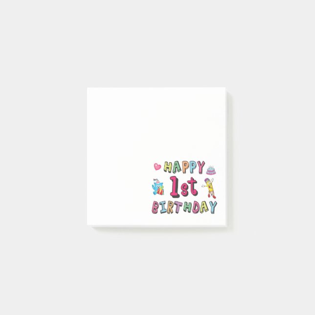 Notas Post-it® Feliz cumpleaños para niños de 1 año (Anverso)