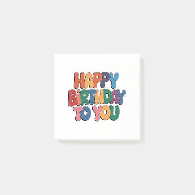 Notas Post-it® Feliz cumpleaños retro (Anverso)