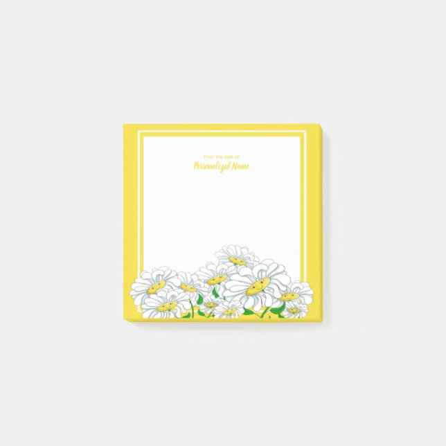Notas Post-it® Feliz Daisies amarillo-blanco (Anverso)