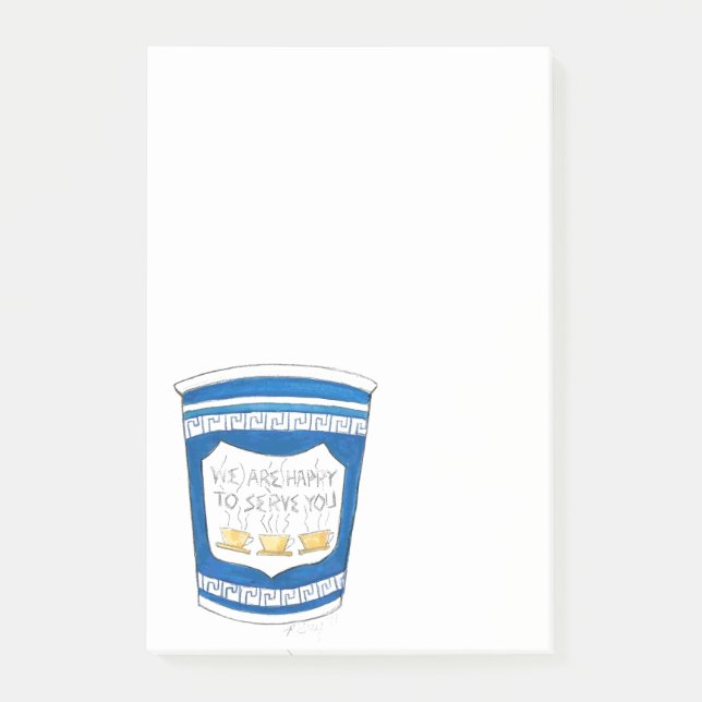 Notas Post-it® Feliz de servirte a la Copa de Café Griega de Nuev (Anverso)
