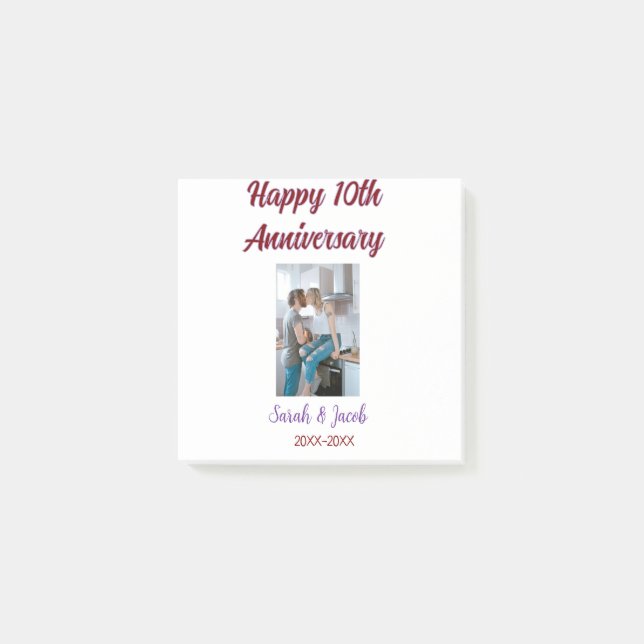 Notas Post-it® Feliz décimo aniversario foto boda apellido d (Anverso)