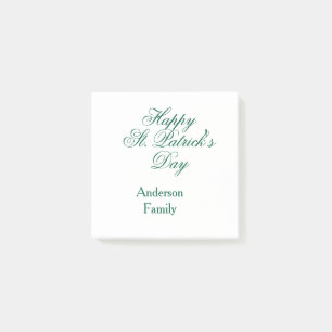 Notas Post-it® Feliz día de San Patricio apellido verde minimalis