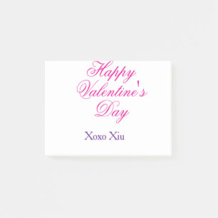 Notas Post-it® Feliz día de San Valentín rosa morado xoxo amor no