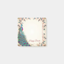 Notas Post-it® Feliz Diwali Peacock Border