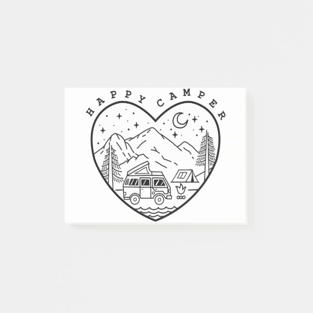 Notas Post-it® Feliz Doodle de Camper (Anverso)