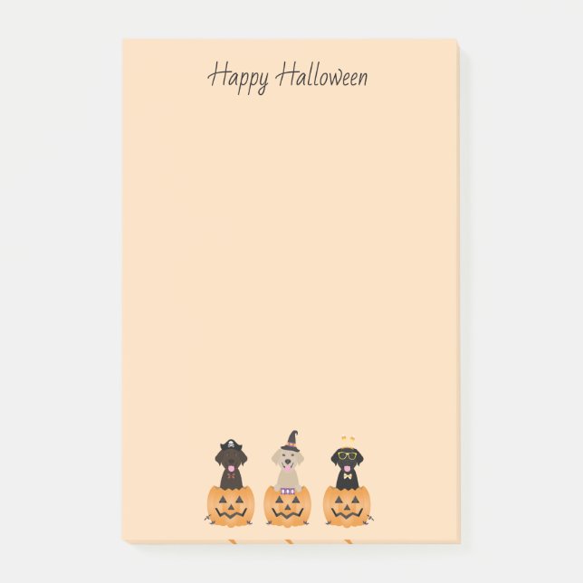 Notas Post-it® Feliz Halloween Labrador Recuperar Calabaza de Per (Anverso)