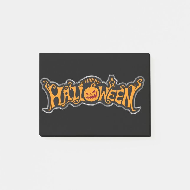 Notas Post-it® Feliz Halloween Ruby Eye Pumpkin Silver Frame (Anverso)