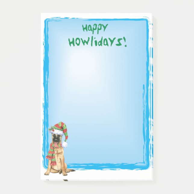 Notas Post-it® Feliz Howlidays Belga Malinois (Anverso)