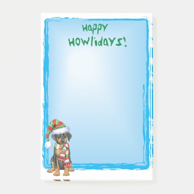 Notas Post-it® Feliz Howlidays Doberman (Anverso)