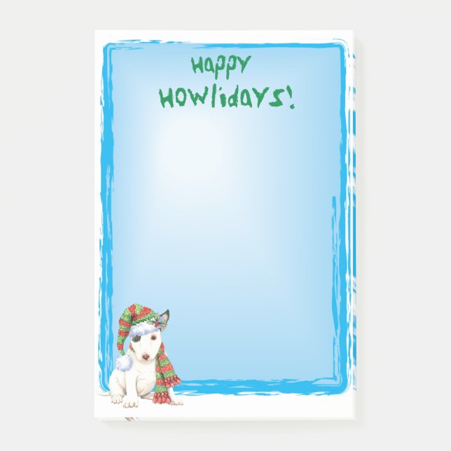 Notas Post-it® Feliz Howlidays Mini Bull Terrier (Anverso)