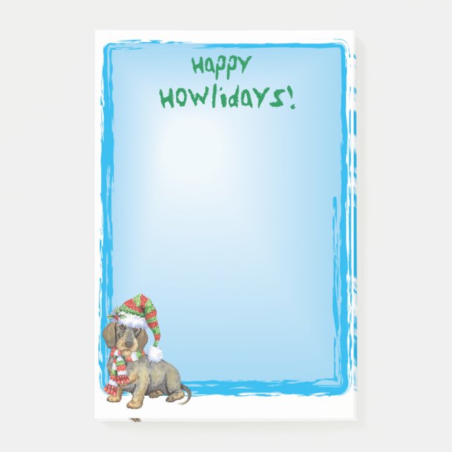Notas Post-it® Feliz Howlidays Wirehaded Dachshund (Anverso)