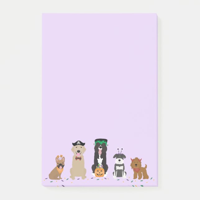 Notas Post-it® Feliz morado de perros de Halloween (Anverso)