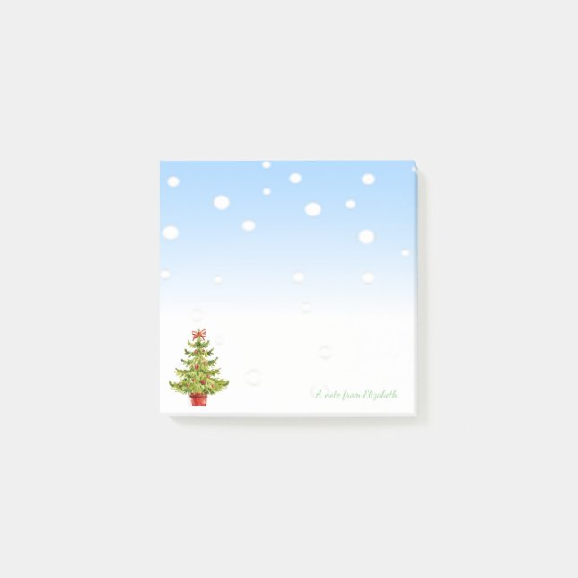 Notas Post-it® Feliz Navidad, Árbol de navidad acuarela (Anverso)