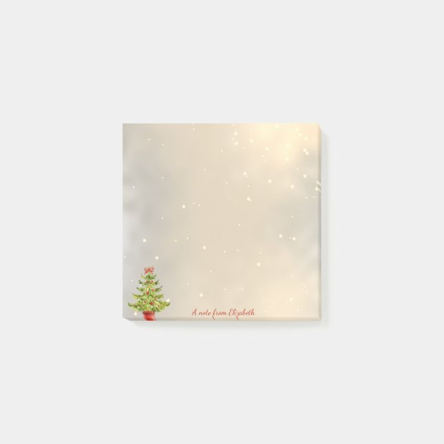 Notas Post-it® Feliz Navidad, Árbol de Navidad de Acuarela (Anverso)