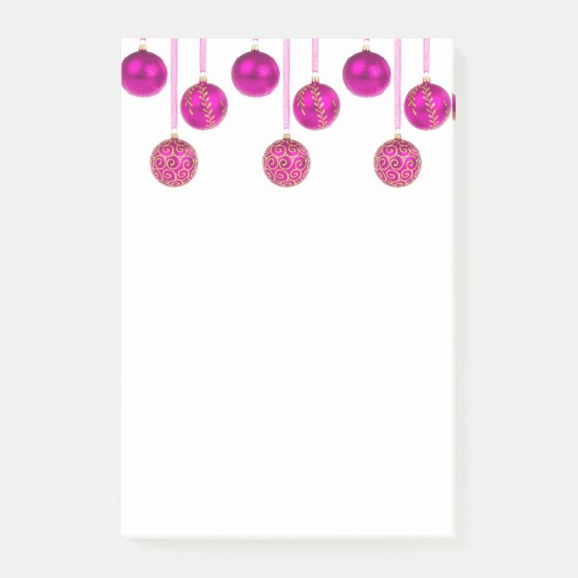 Notas Post-it® Feliz Navidad Balbuceos Ornamentos calientes Rosa  (Anverso)