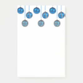 Notas Post-it® Feliz Navidad Baubles Blue Gold Ornaments Postient
