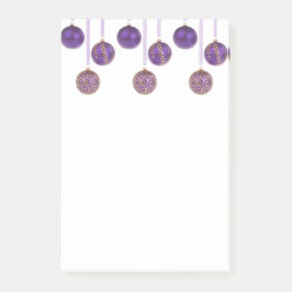 Notas Post-it® Feliz Navidad Baubles Ornamentos Purple Gold