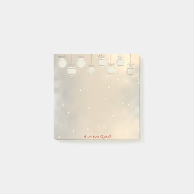 Notas Post-it® Feliz Navidad,Bolas de Navidad,Oro -Personalizado (Anverso)