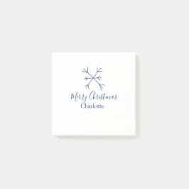 Notas Post-it® Feliz Navidad copos de nieve azules agregar nombre