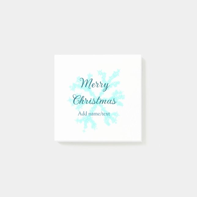 Notas Post-it® Feliz Navidad copos de nieve azules brillo destell (Anverso)
