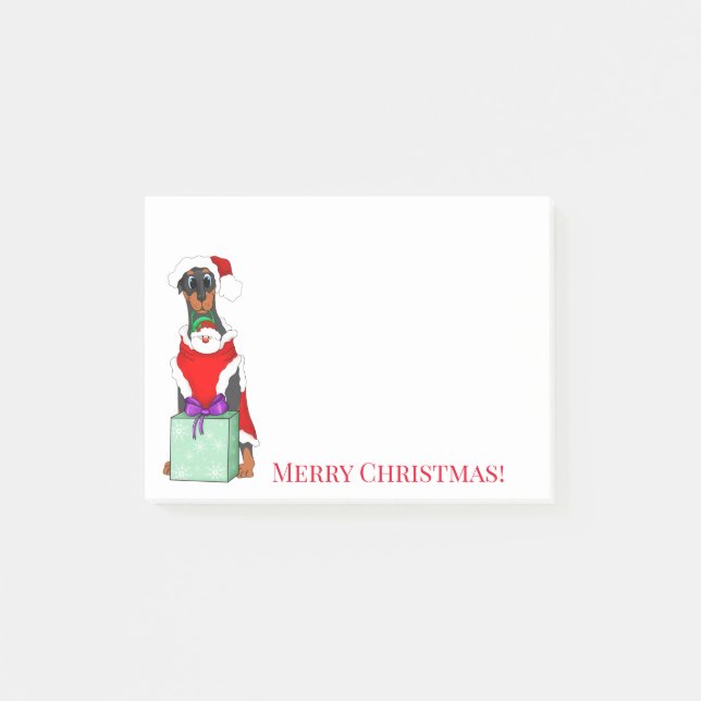 Notas Post-it® Feliz Navidad Doberman Lindo Navidad (Anverso)