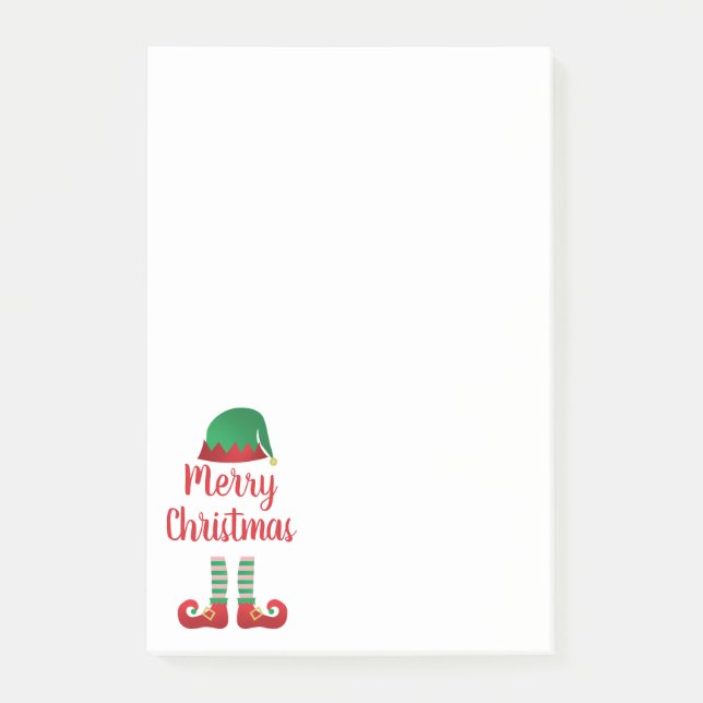 Notas Post-it® Feliz Navidad Elf Outfit Green Red (Anverso)