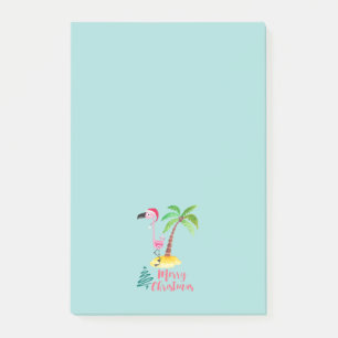 Notas Post-it® Feliz Navidad Flamingo Rosa Con Árbol De Palma