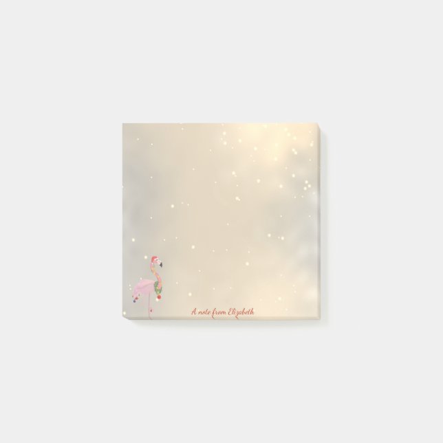Notas Post-it® Feliz Navidad, Flamingo Santa Hat - Personalizado (Anverso)