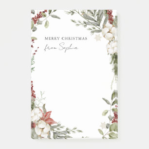 Notas Post-it® Feliz Navidad   Floraciones de vacaciones tradicio